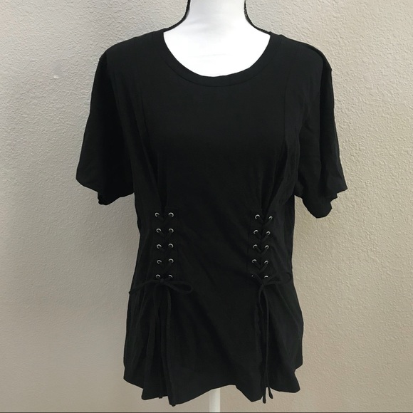 NWT❣️EXPRESS❣️DOUBLE LACE-CORSET TEE❣️ - Picture 3 of 5